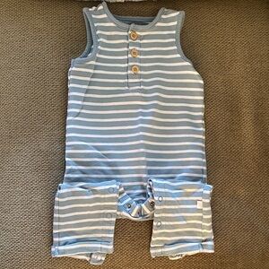 Striped Green & White Baby One-Piece Romper